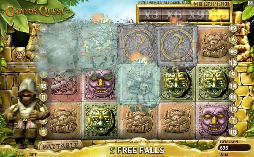 Freefalls i Gonzo fungerar precis som freespins