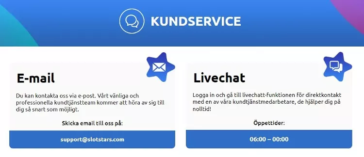 Kundtjänst på Slotstars.