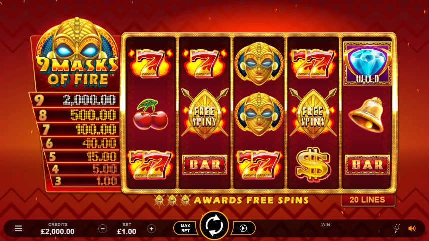 casinospelet 9 Masks of Fire från Play n GO
