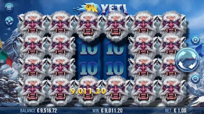 Vinst i online slot 9K Yeti från svenska spelstudion Yggdrasil