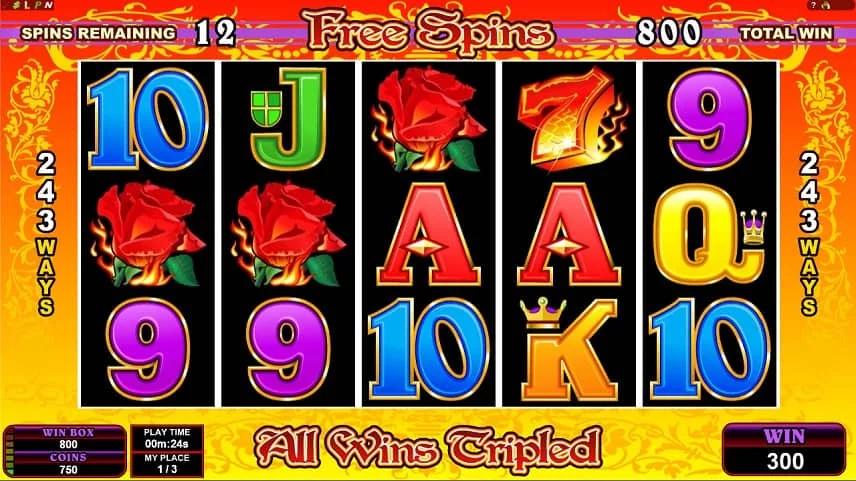 Freespins i Burning Desire får du genom att sätta 3 scatters samtidigt