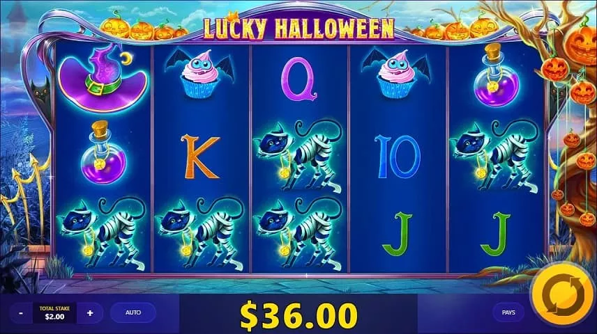 Lucky Halloween innehåller ett flertal funktioner och en maskot som lägger till bonusar
