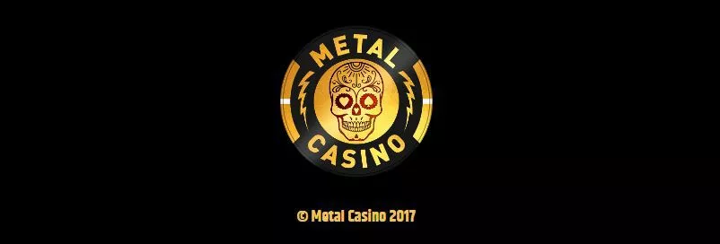 Metal Casinos logotyp ligger på en svart bakgrund.