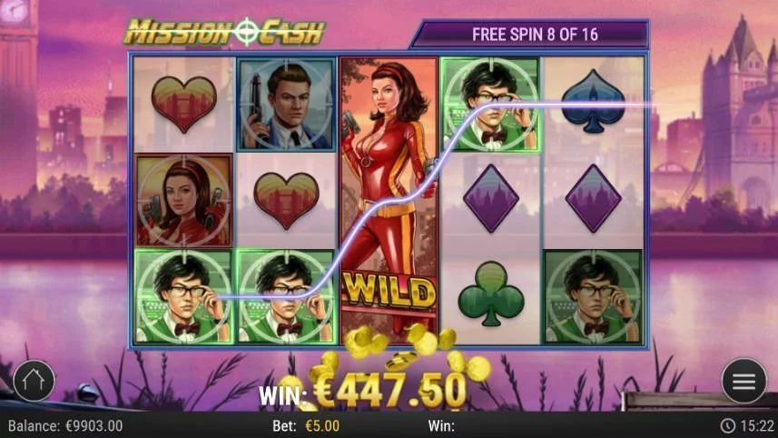 Expanderande wildsymboler i spelautomaten Mission Cash från Play