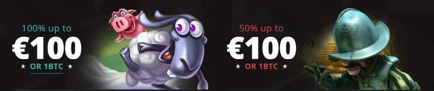På bilden är det reklam för Bitstarz välkomsterbjudanden. Dessa erbjudanden är inte tillgängliga i Sverige då detta casinot inte är tillgängligt för svenska spelare.