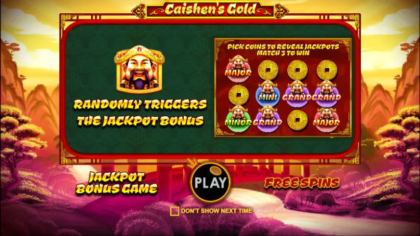 Beskrivning av jackpottar i online slot Caishens Gold 