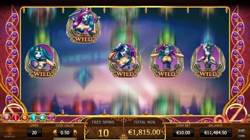 Skärmdump som visar wildsymbolerna i casinospelet Cazino Zepplin