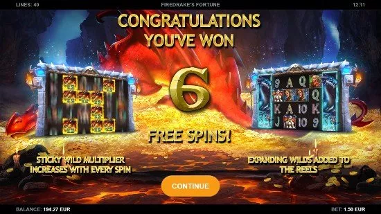 Firedrakes Fortune freespins