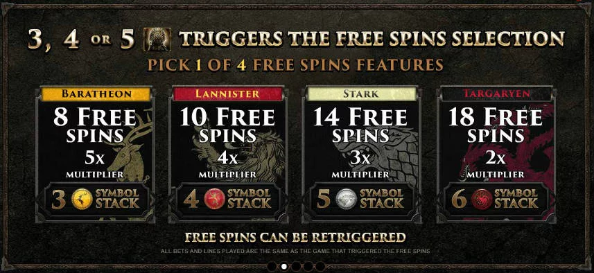 Game of Thrones slot freespins