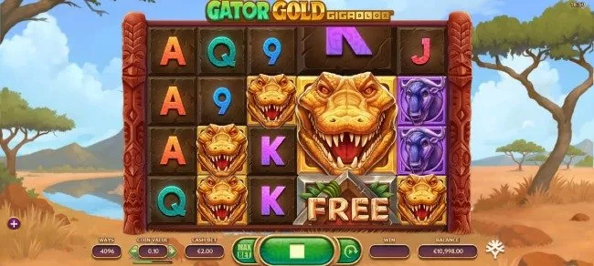 Gator Gold Gigablox online slot från Yggdrasil
