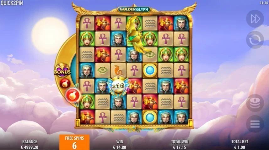 I casinospelet Golden Glyph har du möjlighet att låsa upp multipliers som multiplicerar dina vinster