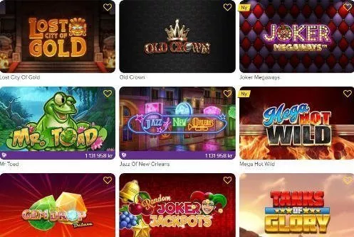 Ett urval av exklusiva slots från sektionen jallaspel på jalla casino