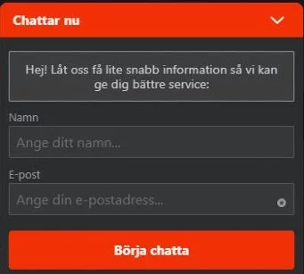 live chat support på klirr casino