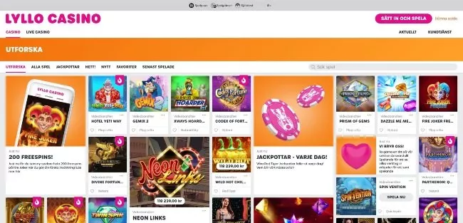 Lyllo Casino, online casino med BankID