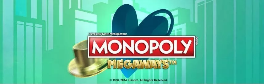 Monopoly Megaways är ett casinospel från januari 2020 som finns att spela på SverigeAutomaten. I denna bilden ser vi spelets logotyp, i bakgrunden ser vi grönfärgade skyskrapor.