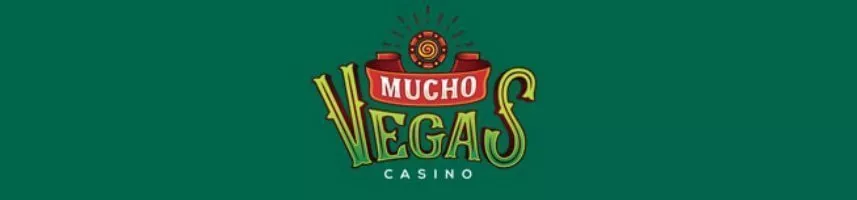 Grön banner. I mitten syns Mucho Vegas logotyp.