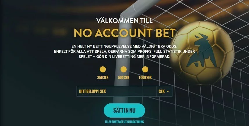 indexsidan på No Account Bet