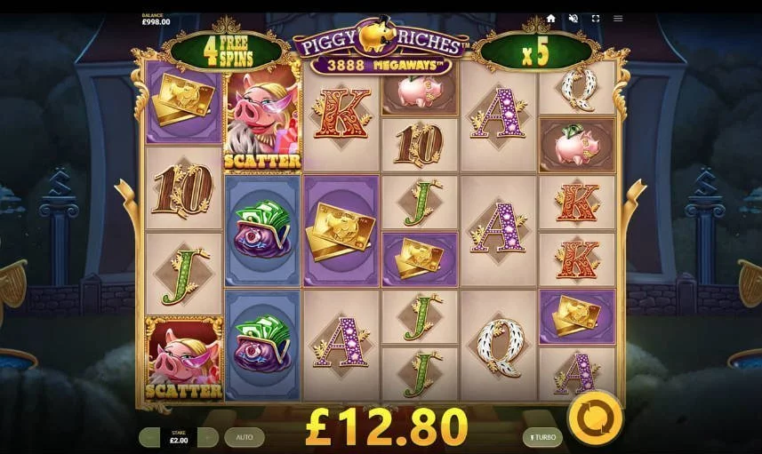 Här ser vi en skärmdump av casinospelet Piggy Riches Megaways
