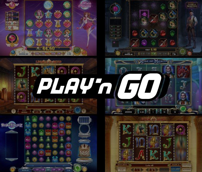 Play'n GO logotyp och spelautomater i bakgrunden