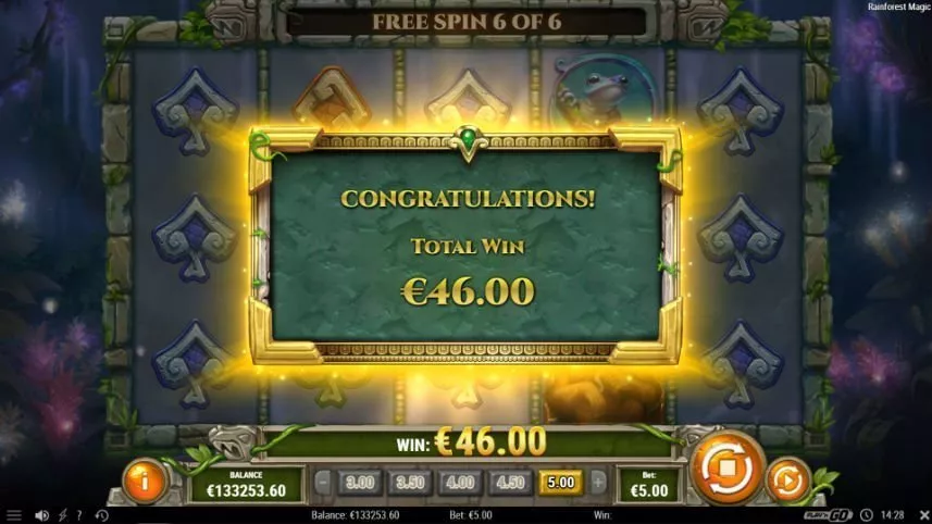 vinst i online slot rainforest magic