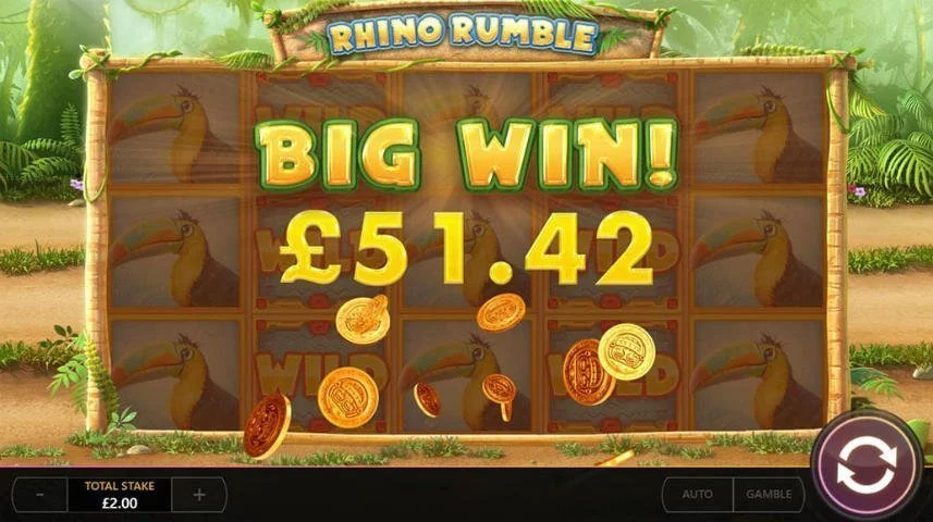 vinst i online slot Rhino Rumble